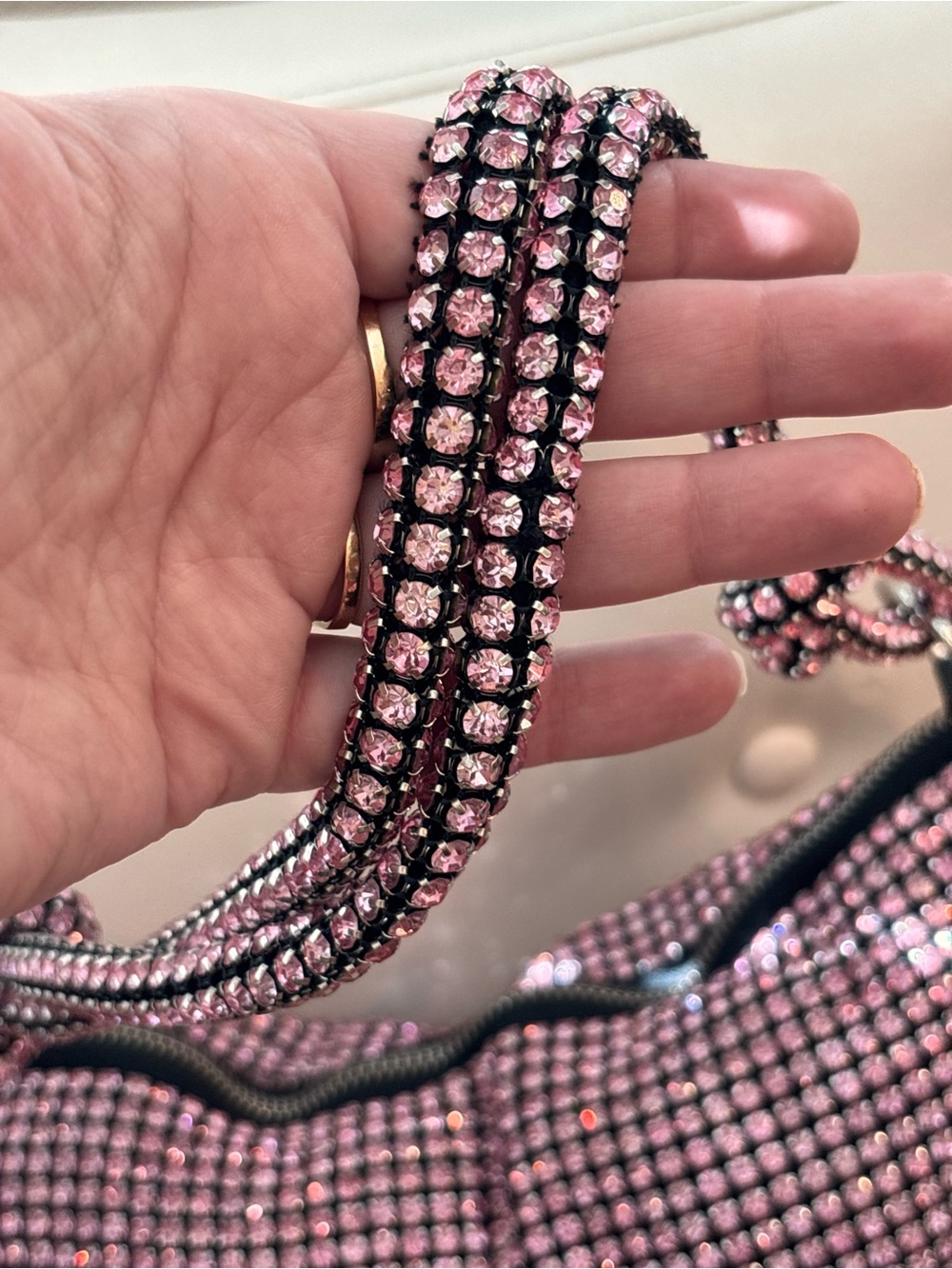 Urban Expressions Paris Evening Pink Rhinestone Shoulder Bag NWT $120+ - Picture 6 of 14
